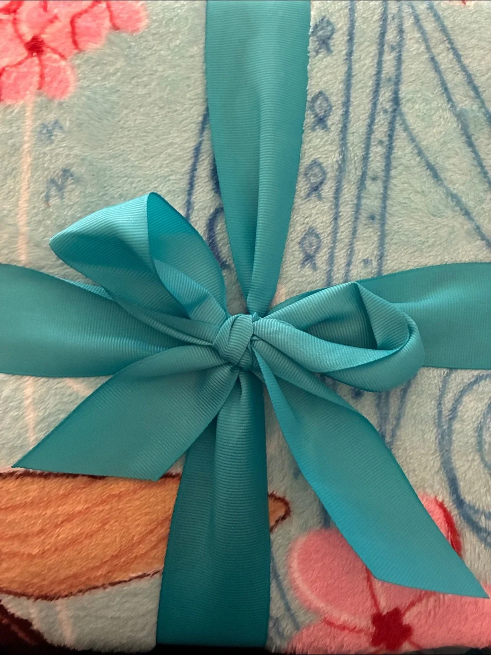 Disney Moana Light Blue Floral Plush Throw Blanket